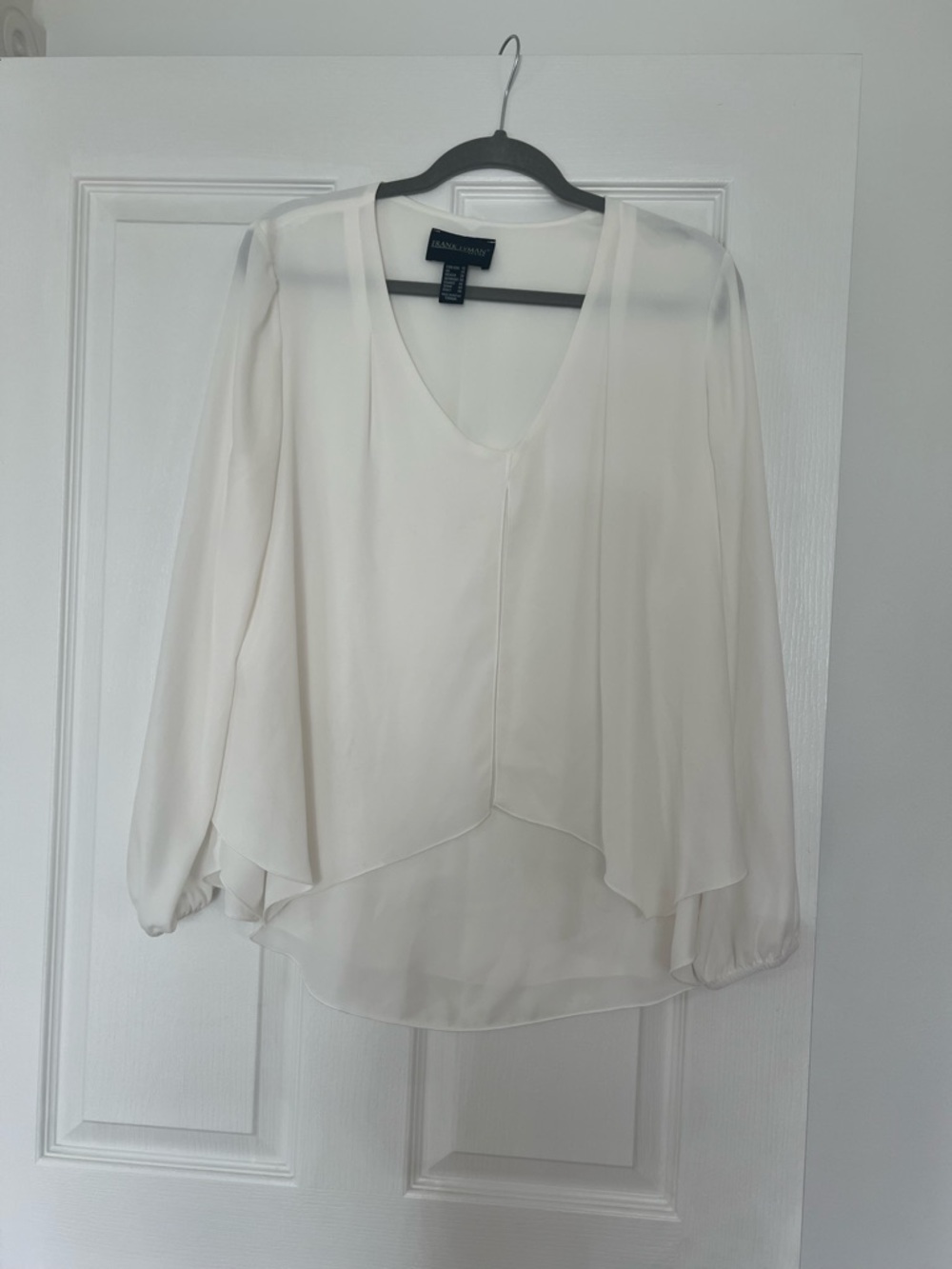 Frank Lyman Design Cream Layered V-Neck Chiffon Blouse
